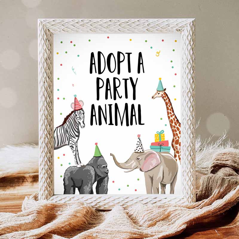 Adopt an Animal Kids Birthday, Table Decor Animals Kids Birthday, Wild One Animals Zoo Safari Table Sign, Zoo Party, Jungle