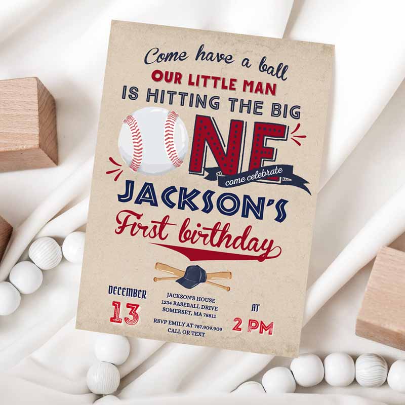 Baseball Invitation, Baseball Kids Birthday Invitation, Baseball Kids Birthday, Invite Vintage Baseball Kids Birthday