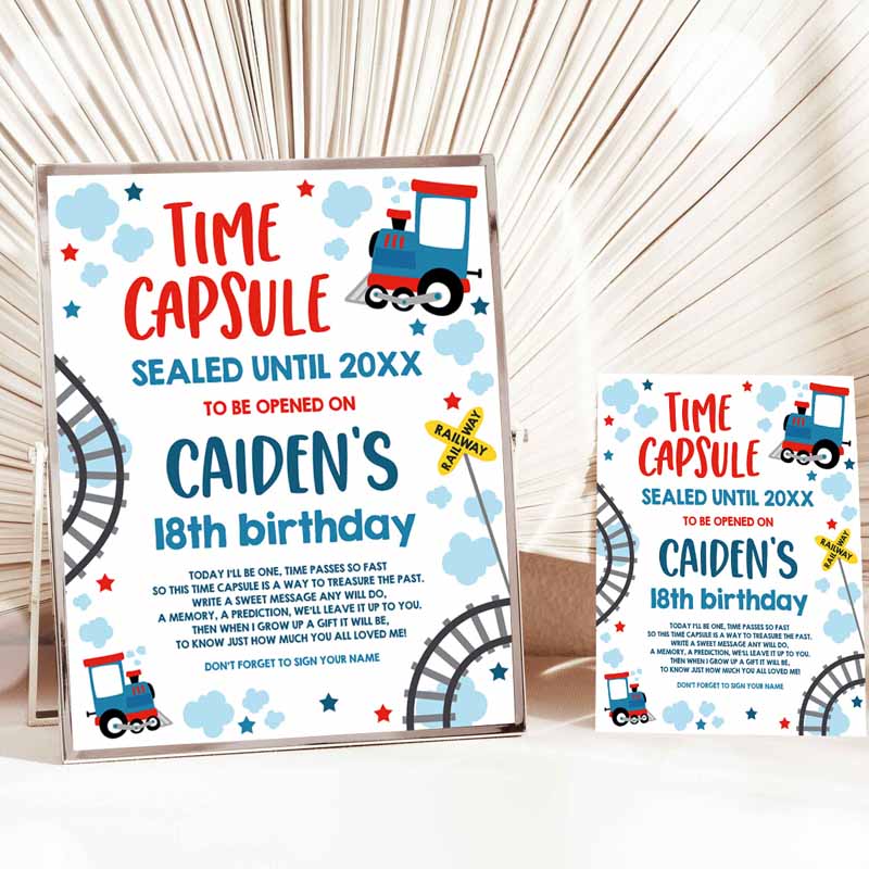 Choo Choo Train Kids Birthday, Time Capsule Matching Note Card Train Time Capsule Chugga Choo Train Kids Birthday Party