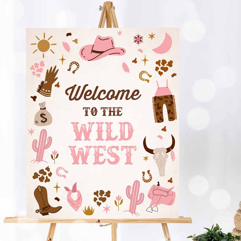 Cowgirl Kids Birthday Party, Welcome Toe Wild West Sign, Wild West Cowgirl Rodeo Kids Birthday Party, Southwestern Ranch Decor