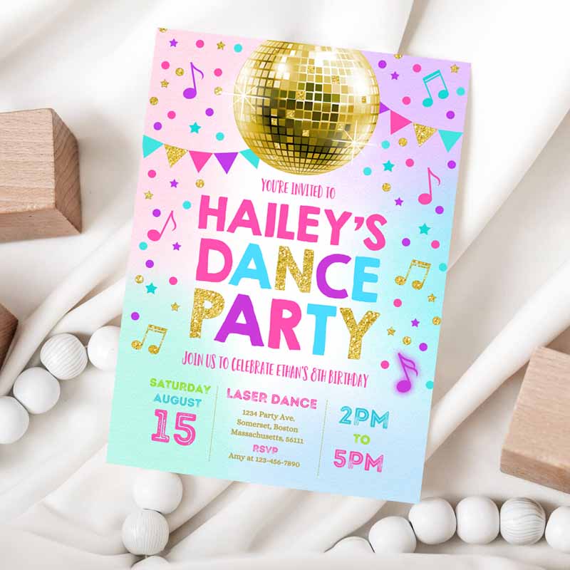 Dance Party Invitation, Disco Party, Glow Dance Party, Neon Glow Dance Party, Disco Dance Party