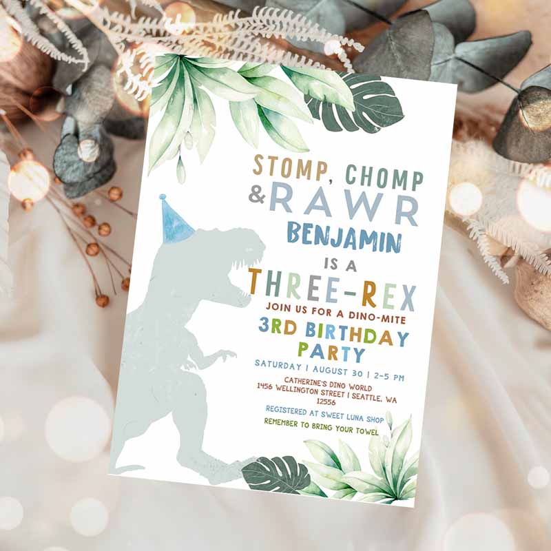 rd Kids Birthday, Boyree Rex Invite Dino Dinosaur T Rex Boy Dino Mite Invitation