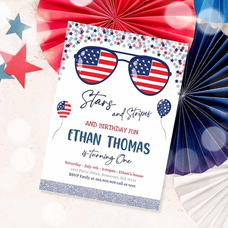 4th Of July Kids Birthday Invitation, 4th Of Julyars &ripe Kids Birthday, Memorial Day Independence Day Party