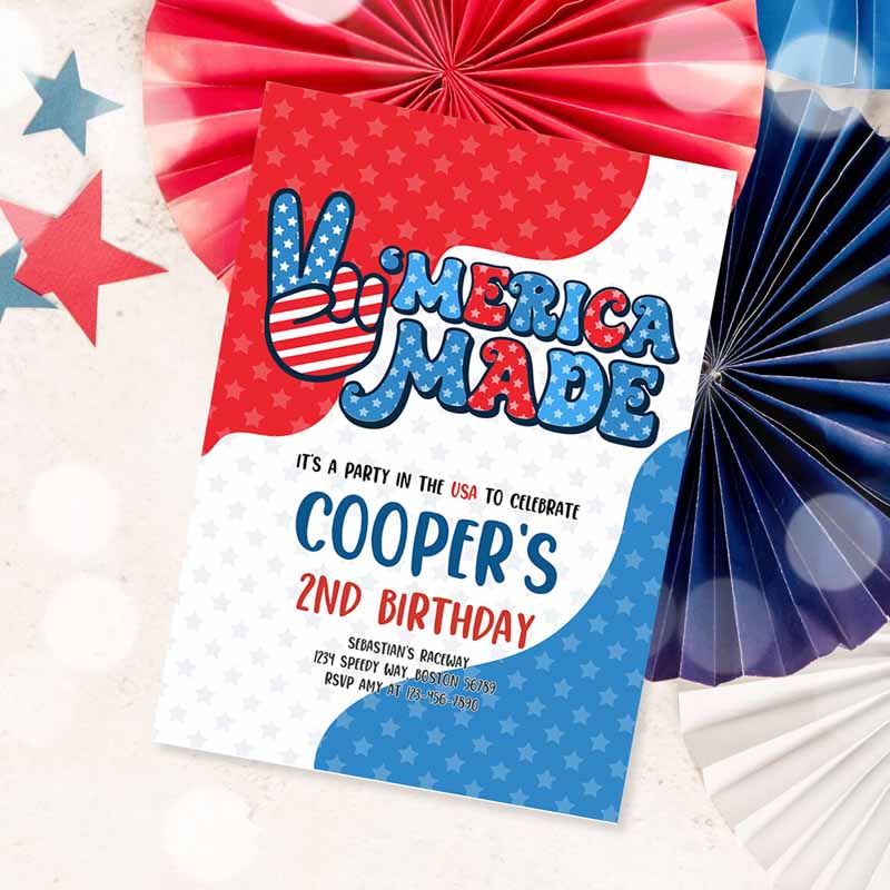 4th Of July Kids Birthday, Retro 'Merica Made Kids Birthday Party, Red White And Blue Kids Birthday Party