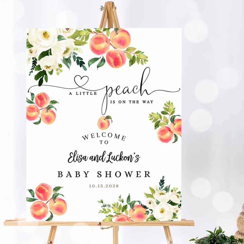 A Little Peach Baby Shower Sprinkle Sip and See Welcome Yard Sign