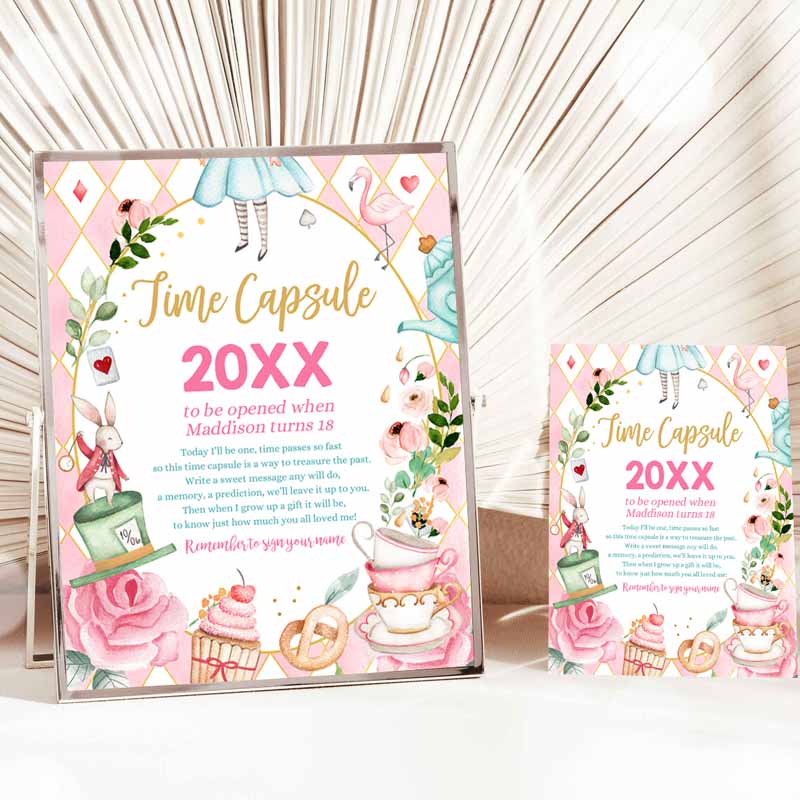 Alice in Onederland Time Capsule First Kids Birthday Party, Game Wonderland Tea Party, Guestbook