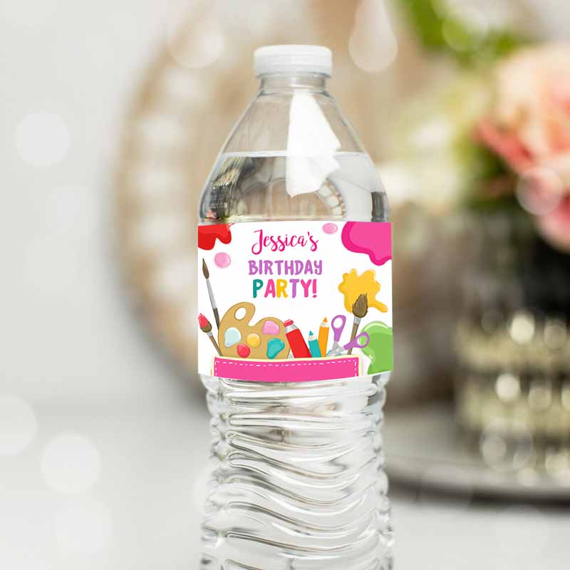 Art Party, Water Bottle Label Painting Kids Birthday, Decor Craft Kids Birthday, Art Party, Favors Drink Labels Bottle Label