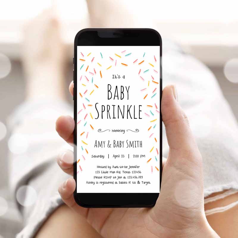 Baby Sprinkle Shower Invitation, Baby Shower Evite Gender Neutral Confetti Sprinkles Electronic