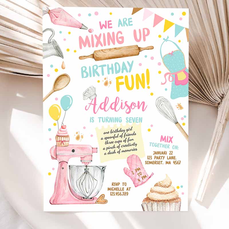 Baking Kids Birthday, Kids Cooking Kids Birthday, Girl Chef Party, Kitchen Cupcakes Pink