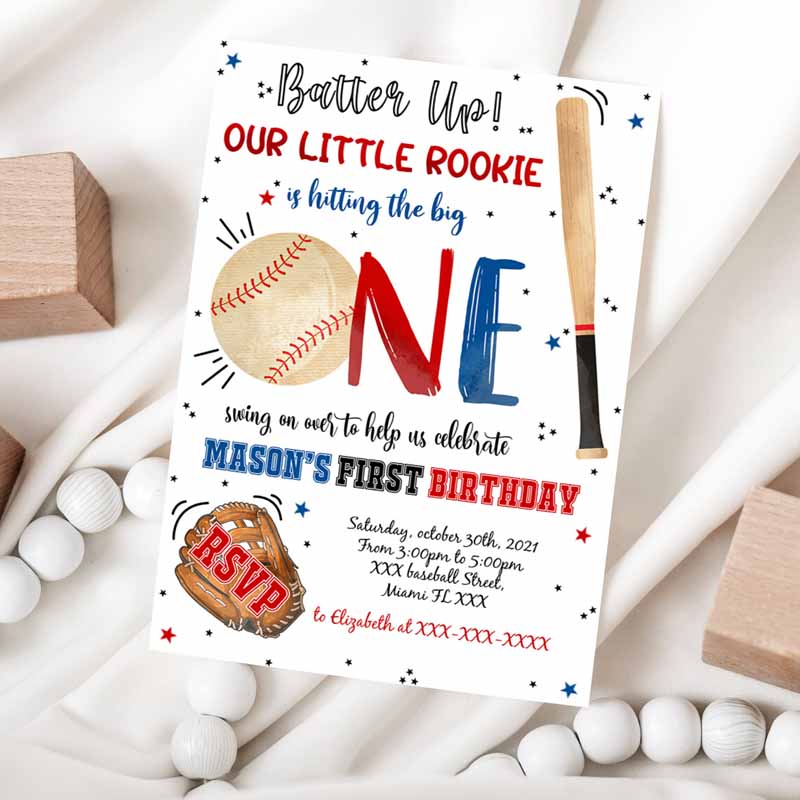 Baseball Invitation, Baseball Kids Birthday Invitation, Baseball