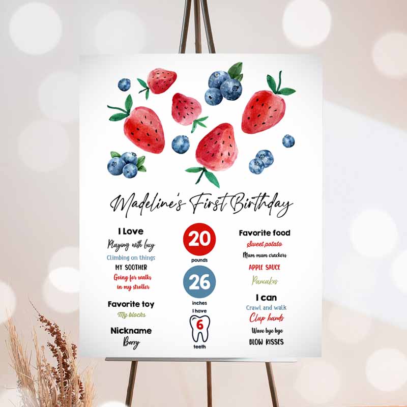 Berry First Kids Birthday, Strawberry Blueberry First Kids Birthday, Girl Farmer Market