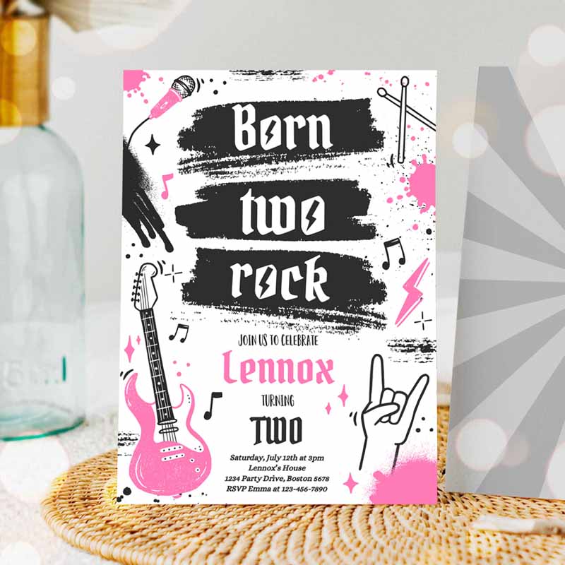 Born Two Rock Kids Birthday, Girl Rock And Roll Party, Punk Rock Kids Birthday, Two Rocks Kids Birthday