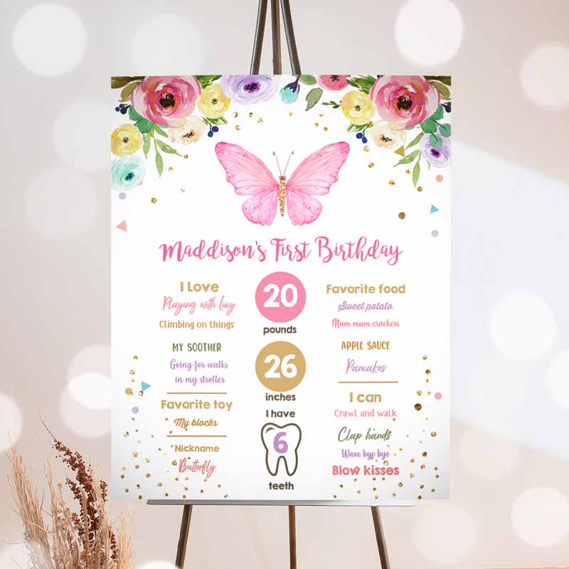 Butterfly Kids Birthday, Garden Kids Birthday, Girl Pink and Gold