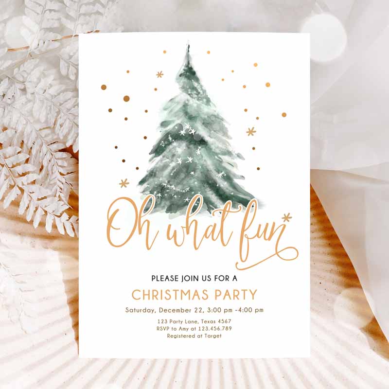 Christmas Party, Invitations, Winter Tree Oh What Fun Invite Holiday Party