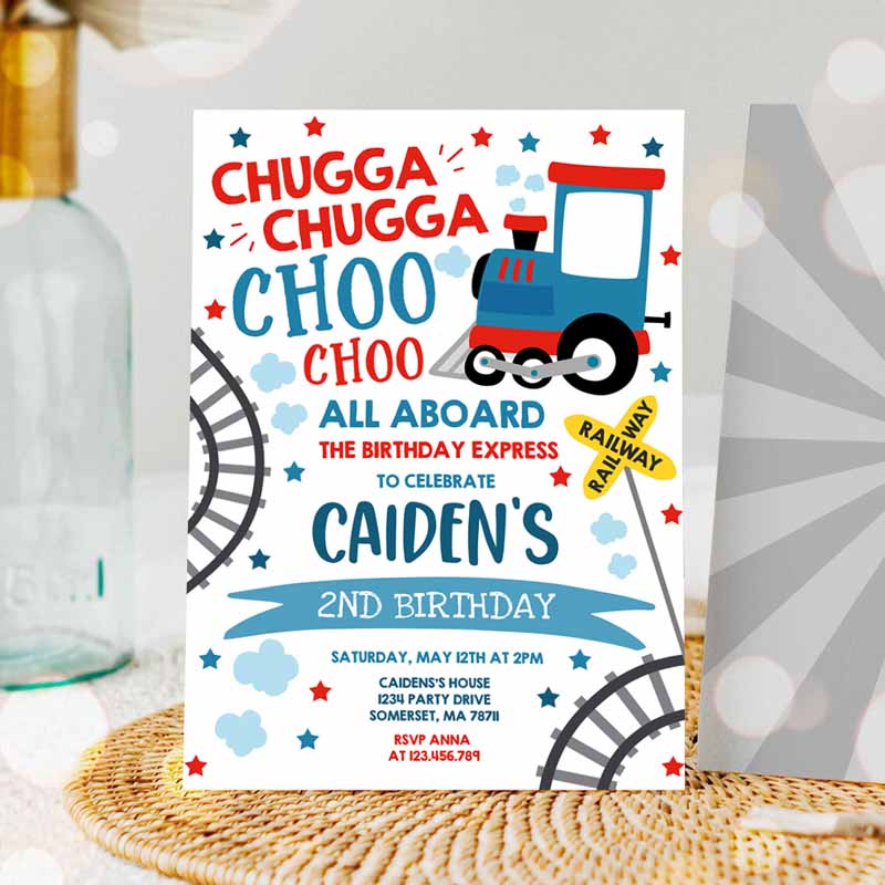 Chugga Chugga Choo Choo Train Kids Birthday Invitation, Chugga Chugga Choo Choo Party, Choo Choo Train Party