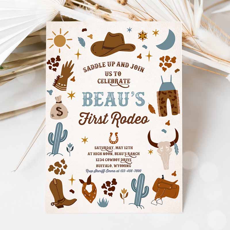 Cowboy Kids Birthday, Wild West Cowboy Rodeo Kids Birthday Party, Southwestern Ranch Kids Birthday, Template