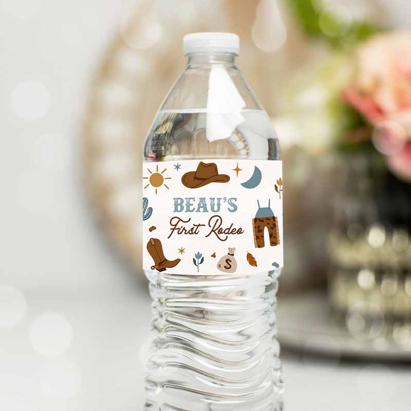 Cowboy Kids Birthday, Water Bottle Labels Wild West Cowboy Rodeo Kids Birthday Party, Southwestern Ranch Kids Birthday