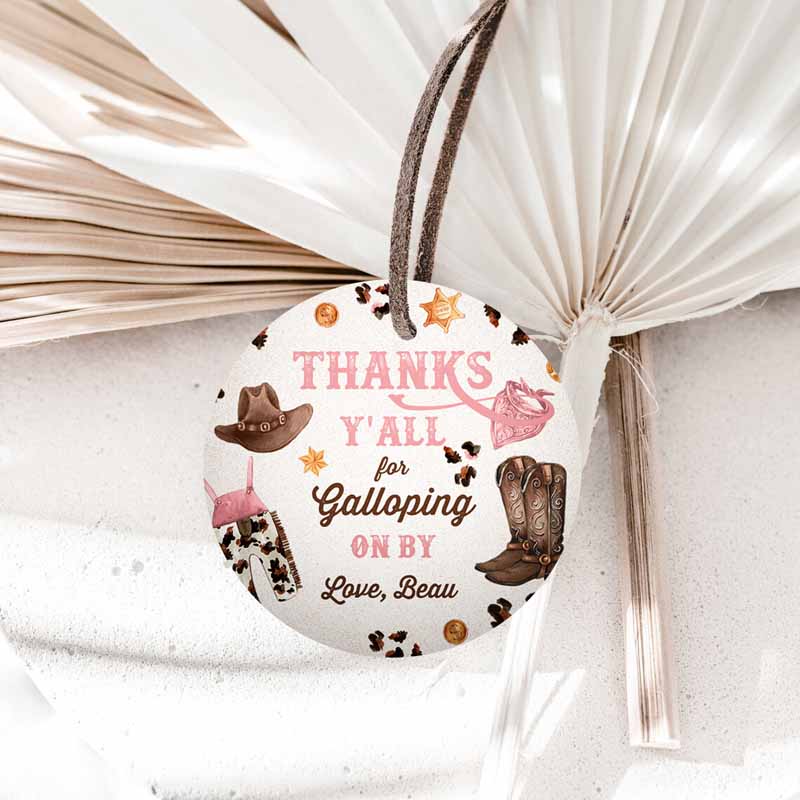 Cowgirl Kids Birthday Party, Favor Tag, Wild West Cowgirl Rodeo Kids Birthday Party, Favors Southwestern Ranch Party