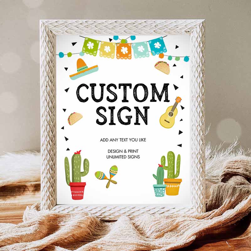 Fiesta Cactus Sign, Fiesta Decor Succulent Table Sign, Shower Decor Mexican Boy