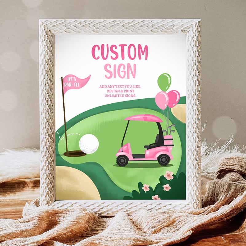 Golf Kids Birthday Party, Hole in One Kids Birthday, Par-tee Girl Pink Golf Table Sign