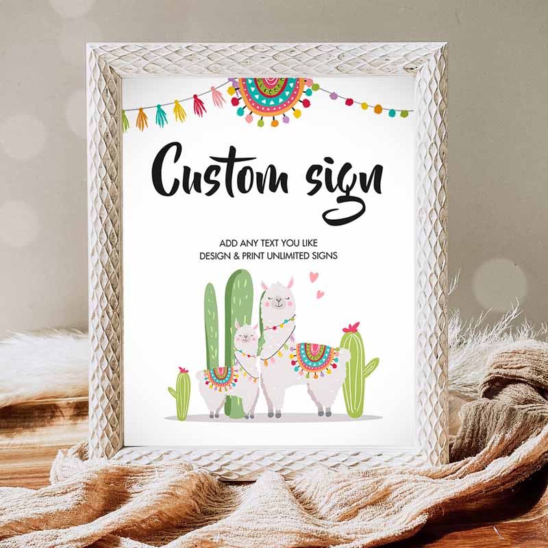 Llama Fiesta Cactus Sign, Fiesta Decor Table Sign, Baby Shower Decor