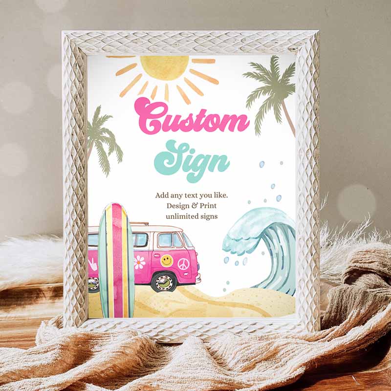 Surf Kids Birthday Party, Girle Big One Surf's Up Kids Birthday, Beach Party, Retro Wave