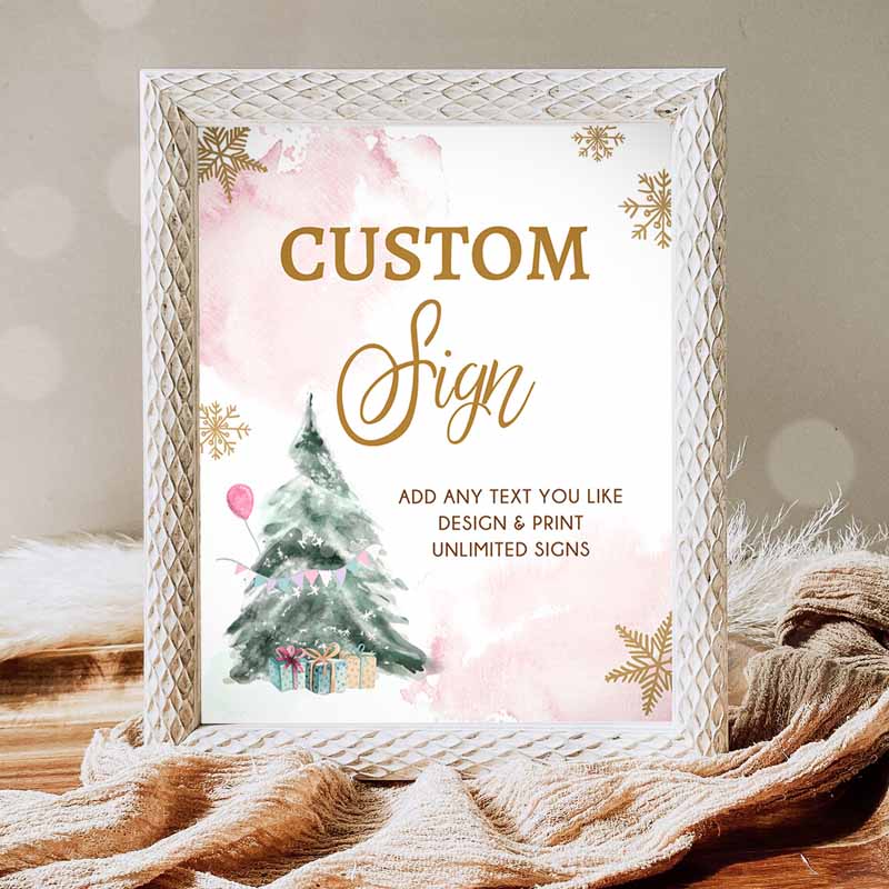 Winter Tree Kids Birthday, Winter Onederland Decor Party, Its Cold Outside Gold Pink