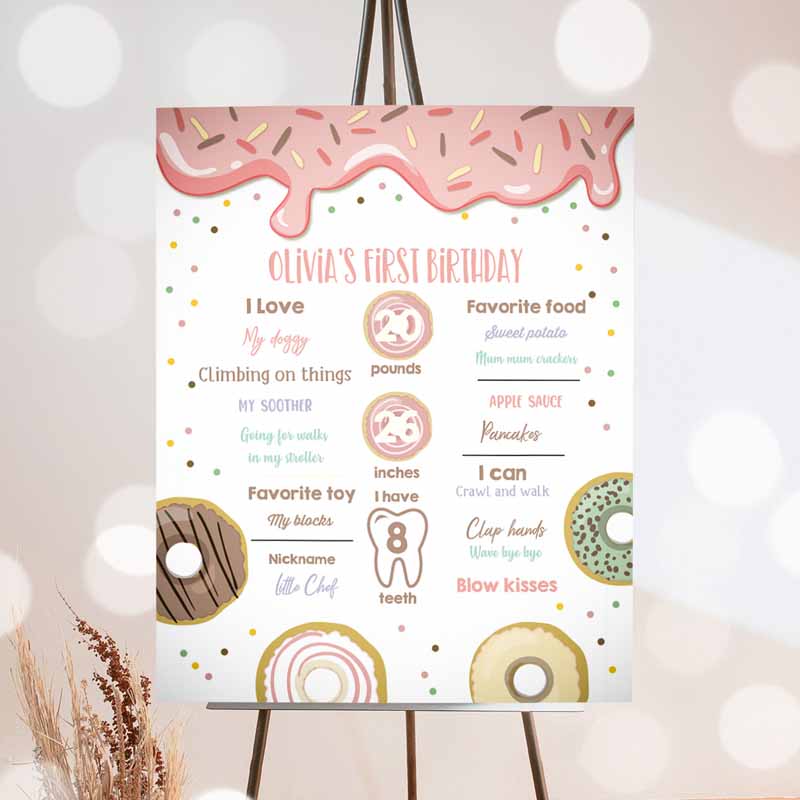 Donut Kids Birthday, Doughnut Chalkboard Sweet Kids Birthday