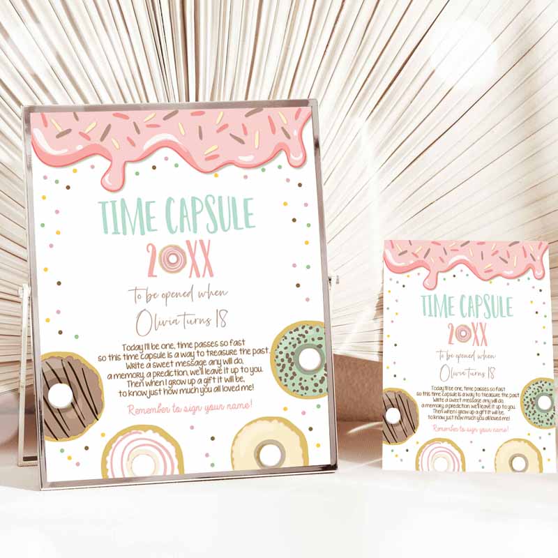 Donut Time Capsule First Kids Birthday Party, Donut Kids Birthday, Donut Decor Doughnut Donut Party, Girl Pink