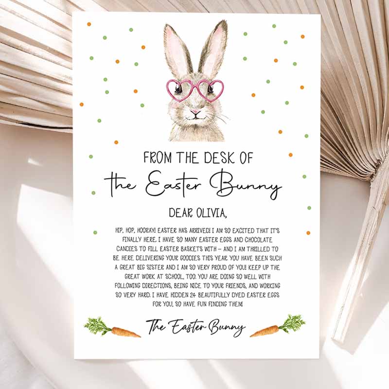 Easter Bunny Letter Return Letter Frome Desk Of Easter Letter Kids Easter Bunny Note Personalized