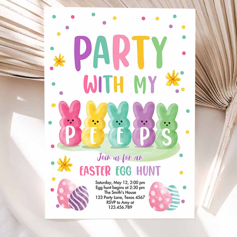 Easter Egg Hunt Invitation, Easter Peeps Invitation, Easter Invite Party, With My Peeps Spring