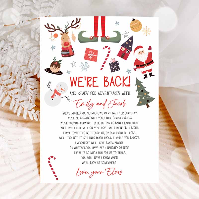 Elf Arrival Letter Return Letter Christmas Elf We're Back Elf Welcome Hello Letter from Elves Boy and Girl