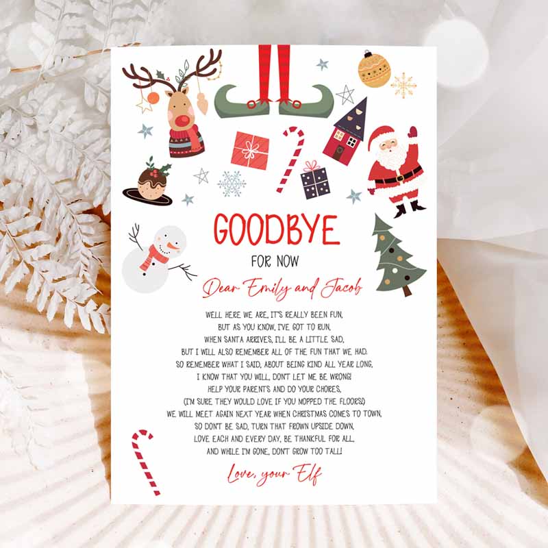 Elf Goodbye Letter Departure Letter Christmas Goodbye from Your Elf Christmas Elf Letter Santa Claus Christmas Poem