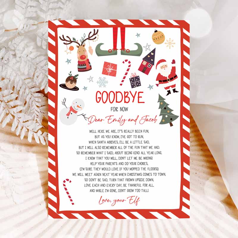 Elf Goodbye Letter Departure Letter Party, Christmas Goodbye from Your Elf Christmas Elf Letter Santa Claus Poem