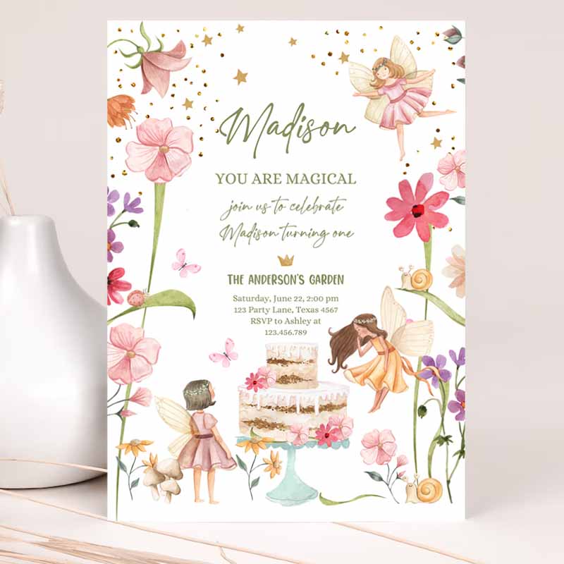 Fairy Kids Birthday Invitation, Garden Party, Fairy Kids Birthday, Forest Girls Kids Birthday