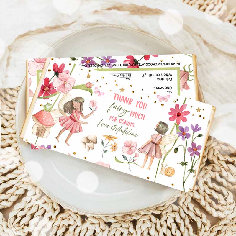 Fairy Candy Bar Wrapper Fairy Chocolate Bar Labels, Fairy Kids Birthday, Favors Forest Garden Girl Template