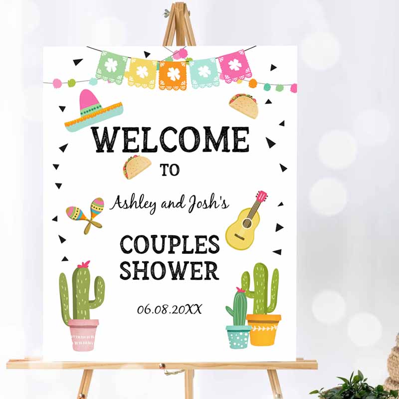 Fiesta Cactus Welcome Sign, Couples Shower Welcome Cactus Mexican Succulent Taco Bout Love Succulent