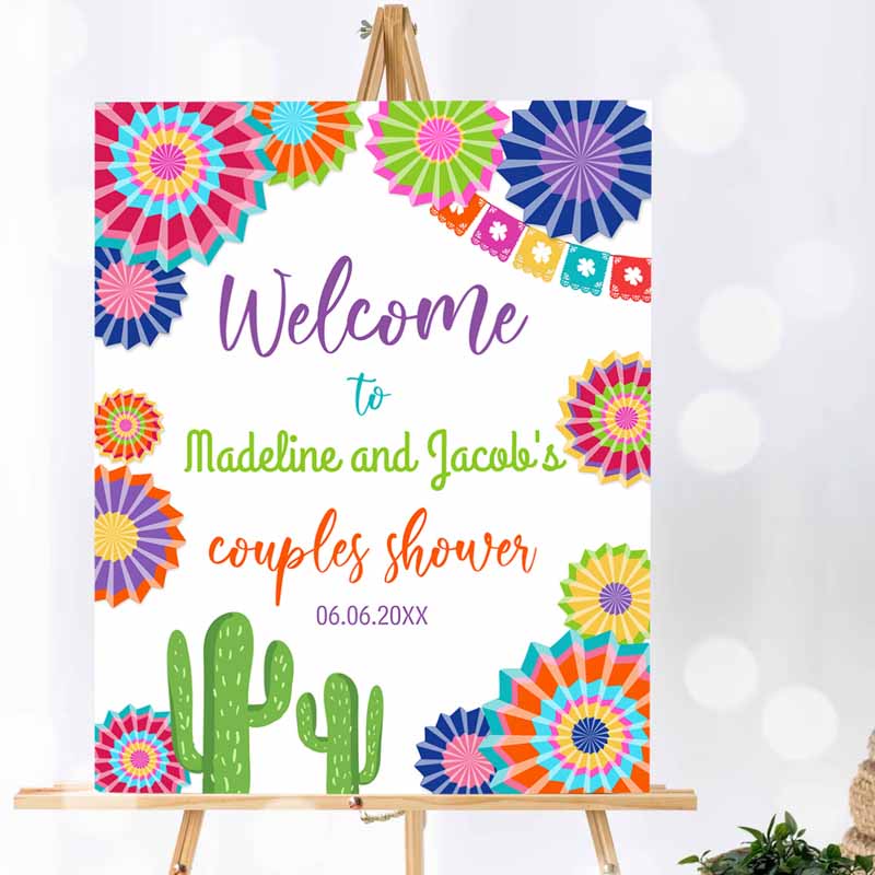 Fiesta Cactus Welcome Sign, Couples Shower Welcome Desert Mexican Succulent Taco Bout Love Succulent