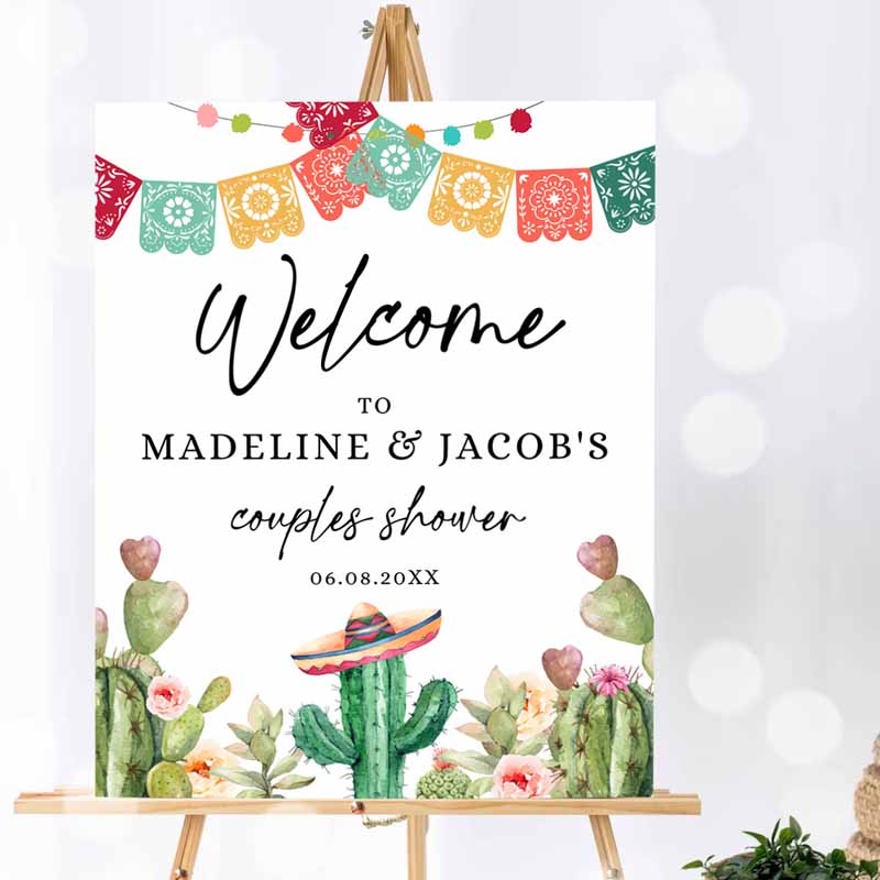 Fiesta Cactus Welcome Sign, Couples Shower Welcome Desert Mexican Succulent Taco Bout Love Succulent Template