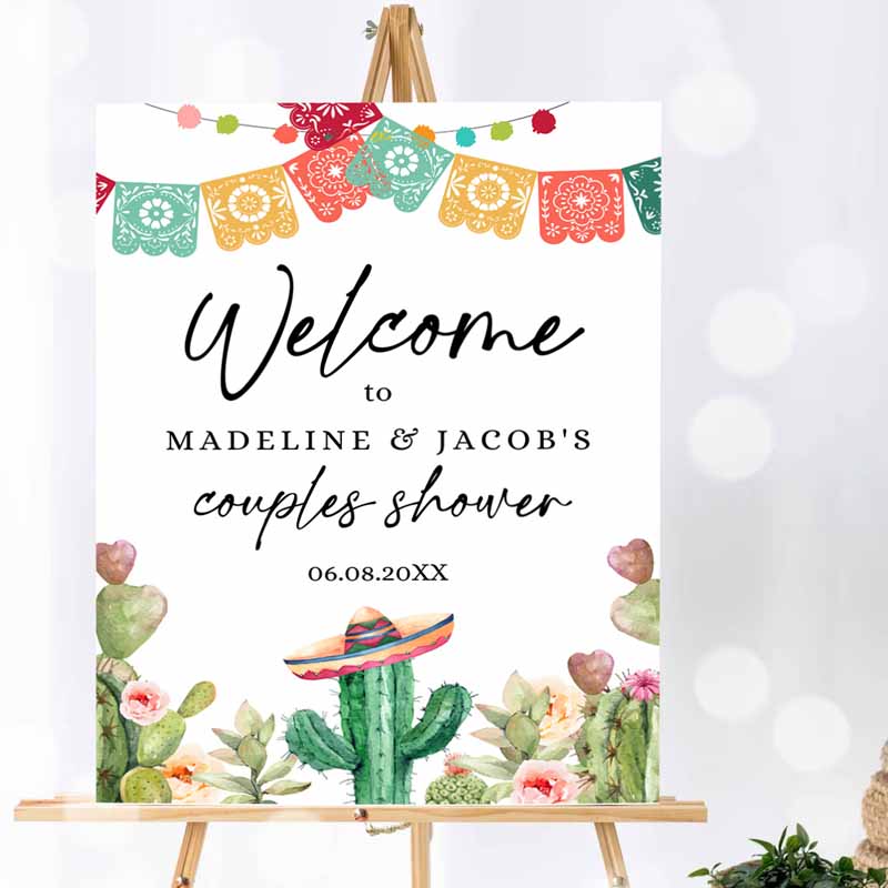 Fiesta Cactus Welcome Sign, Couples Shower Welcome Mexican Succulent Taco Bout Love Succulent Template