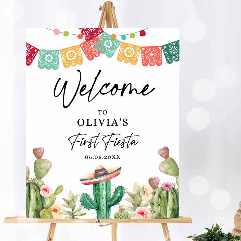 Fiesta Cactus Welcome Sign, First Fiesta Kids Birthday, Welcome Desert Mexican Succulent Succulent