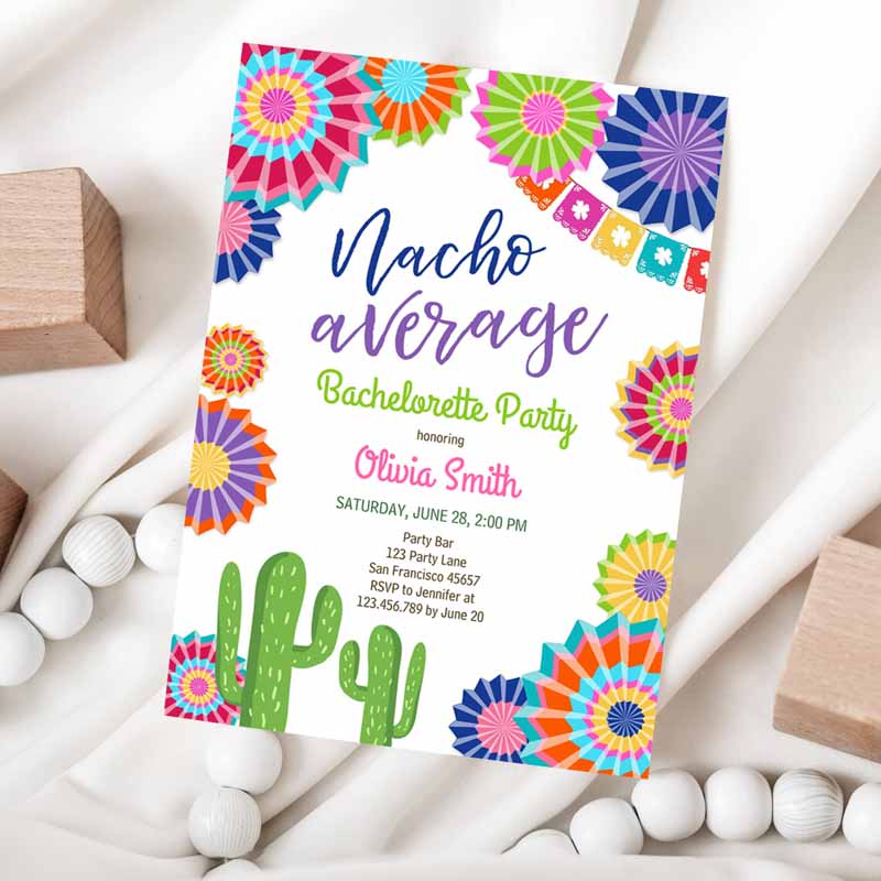 Fiesta Nacho Average Bachelorette Party Invitation, Cactus Mexican Bridal Shower