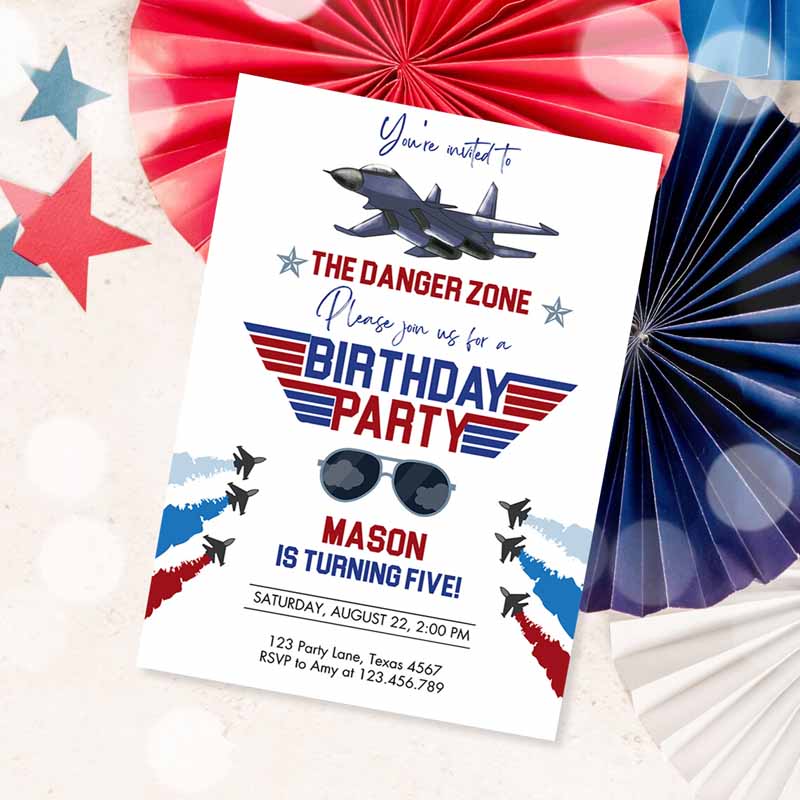 Fighter Pilot Kids Birthday, Invite Fighter Jet Pilot Invitation, Boy Military Jet