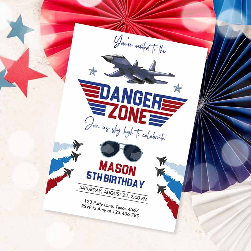 Fighter Pilot Kids Birthday, Fighter Jet Pilot Invitation, Boy Military Jet