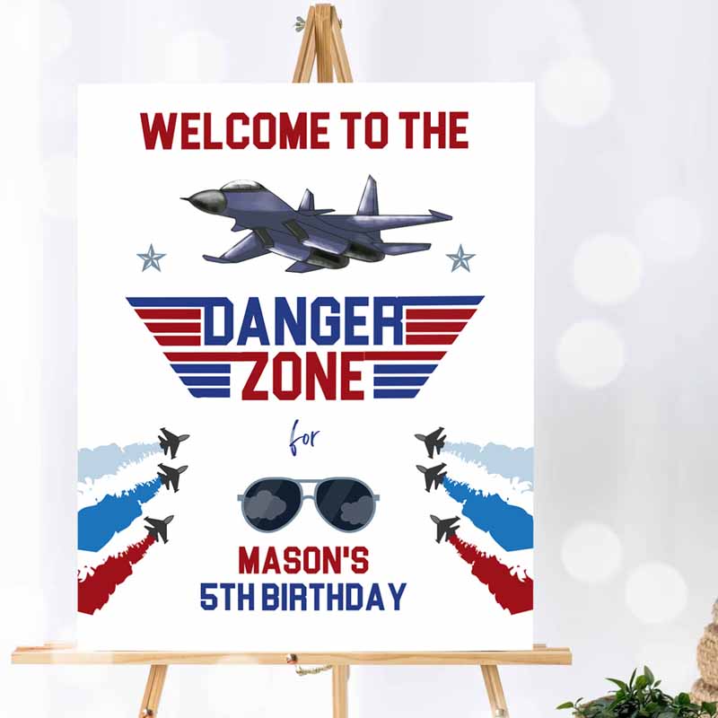 Fighter Pilot Kids Birthday Party, Danger Zone Aviator Airplane Boy First Fighter Jet Decor