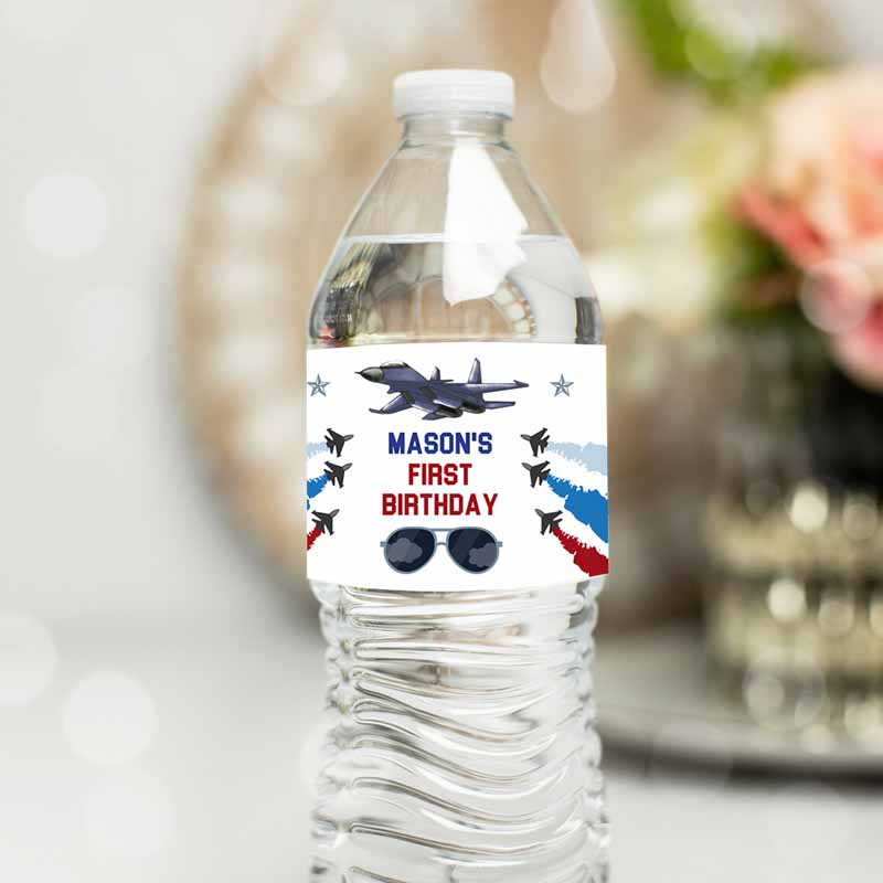 Fighter Pilot Water Bottle Labels Jet Fuel Labels Boy Kids Birthday, Airplane Fighter Jet Danger Zone Decor