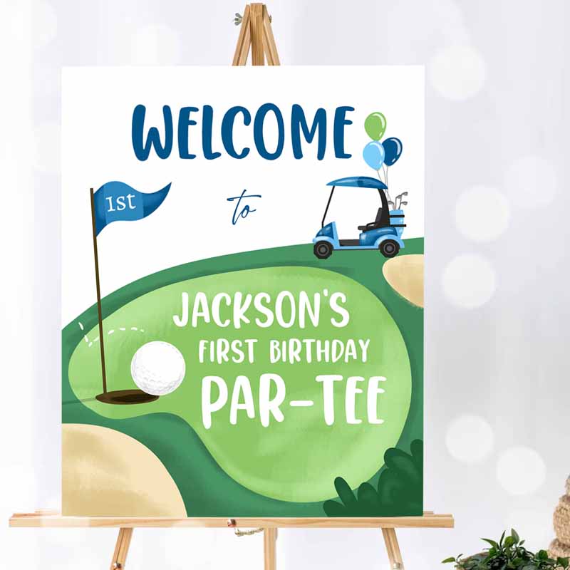 Golf Kids Birthday, Boy Hole in One Party, First Kids Birthday, Par-Tee Golfing Golf Welcome Kids Birthday