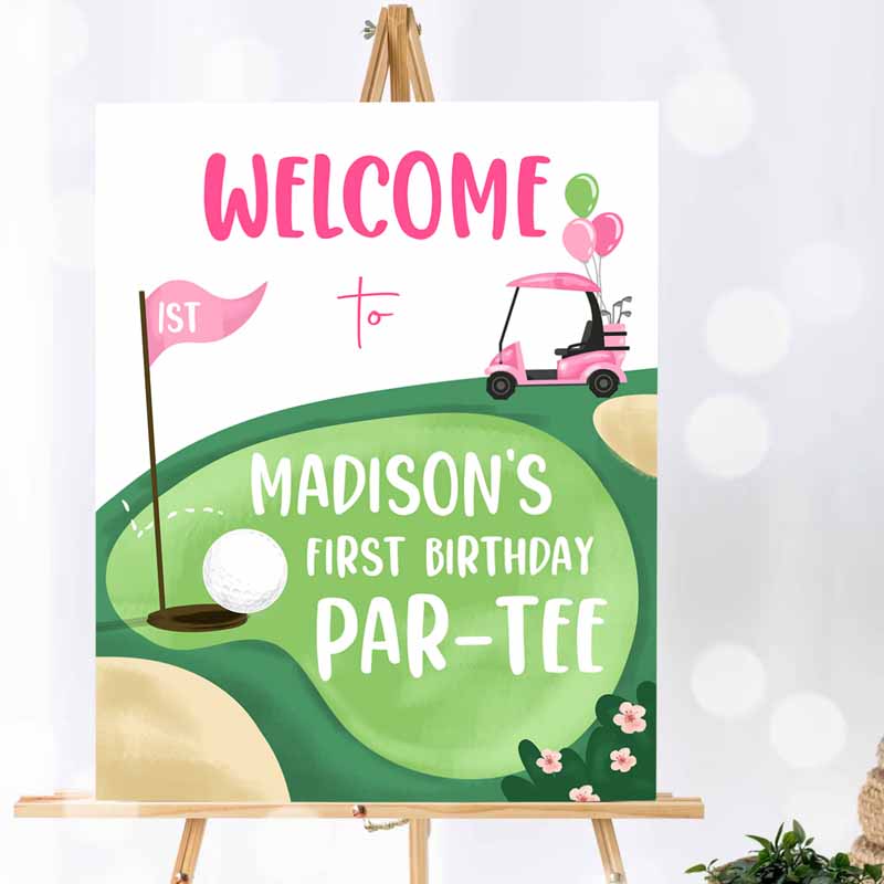 Golf Kids Birthday, Girl Hole in One Party, First Kids Birthday, Par-Tee Golfing Golf