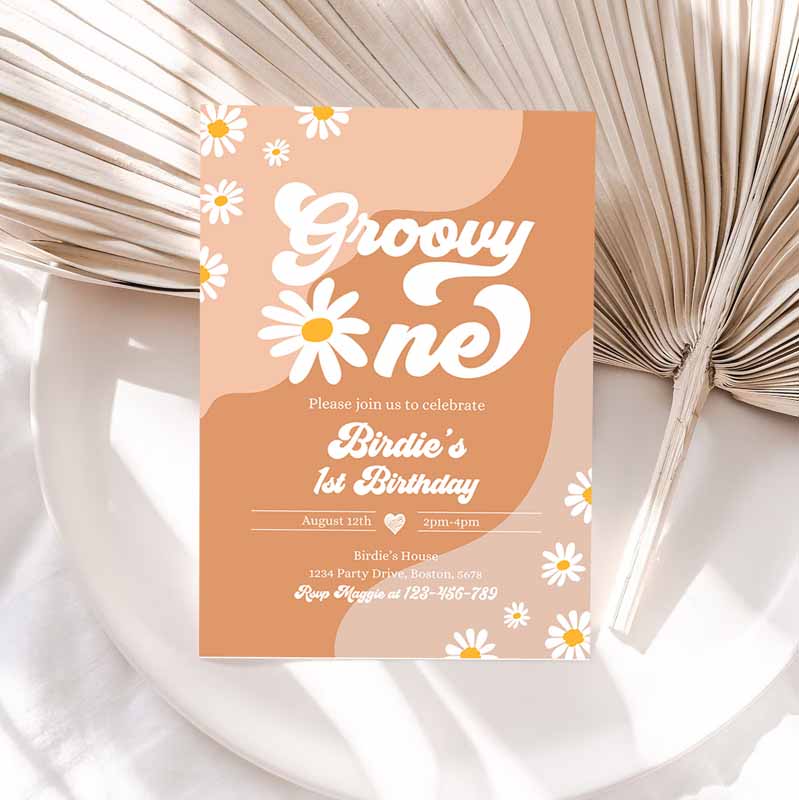 Groovy One Kids Birthday, Boho Retro Groovy Hippie Floral 's Kids Birthday Party, Daisy Hippie Party