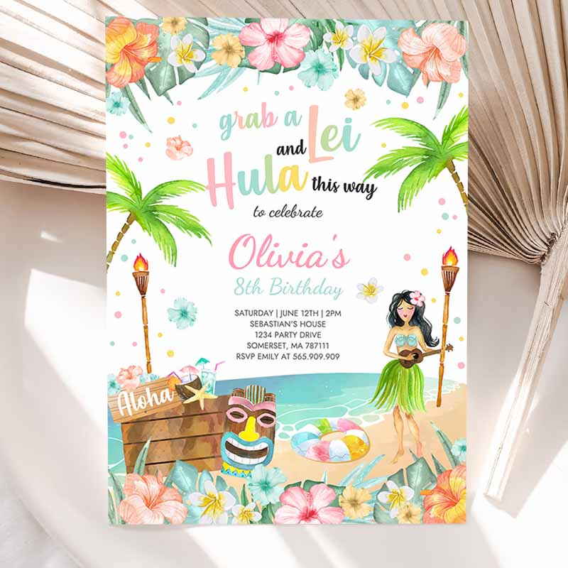 Hawaiian Luau Kids Birthday, Tropical Luau Pool Party, Kids Birthday Party, Hawaiian Kids Birthday, Luau Pool Party